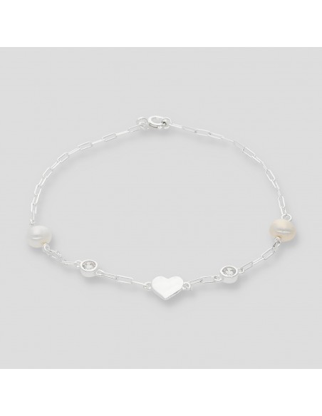 Pul. c/2 perlas de rio y 2 zc. y corazon chato 19.5 cm