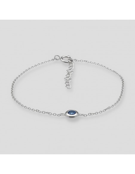 Pul. con zc azul oval  de 5mm en engarse ingles. Largo total 16+3