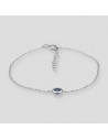 Pul. con zc azul oval  de 5mm en engarse ingles. Largo total 16+3
