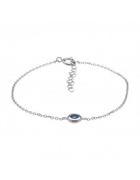 Pul. con zc azul oval  de 5mm en engarse ingles. Largo total 16+3