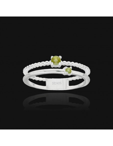 An.doble con 2 peridotos de 2 y 3 mm tranzado y liso