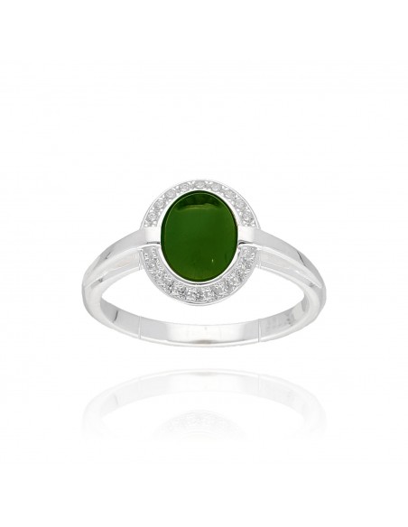 An.solitario agata verde de 5 mm x 7 mm y piedras
