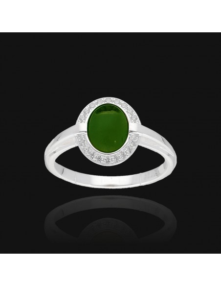 An.solitario agata verde de 5 mm x 7 mm y piedras