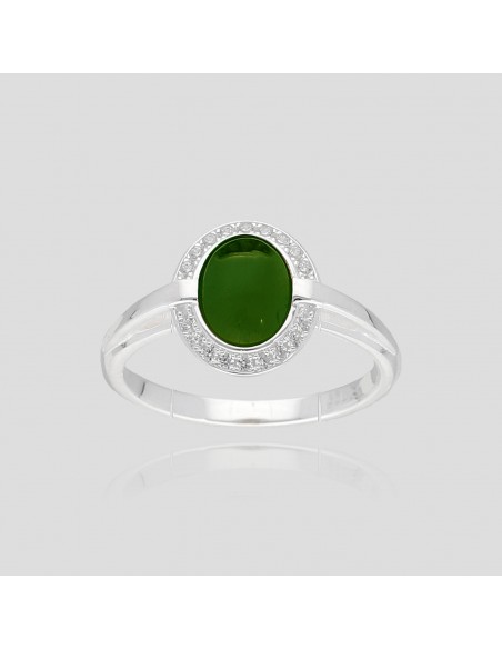 An.solitario agata verde de 5 mm x 7 mm y piedras