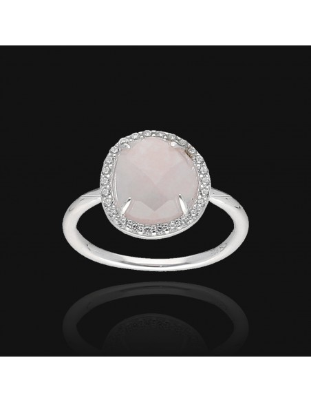 An c/cuarzo rosa facetada y zc 12 x 13 mm
