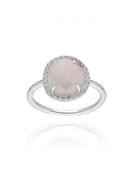 An c/cuarzo rosa facetada y zc 12 x 13 mm
