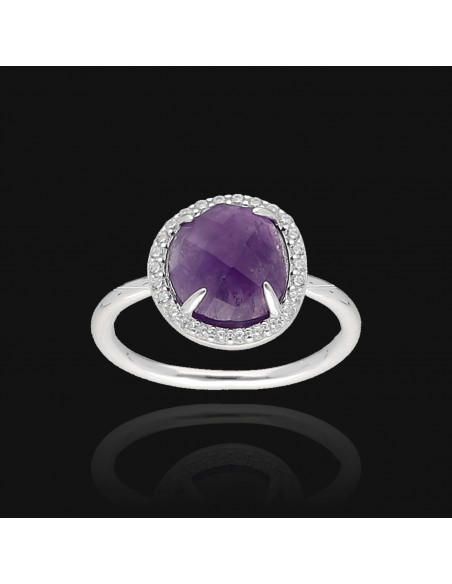 An c/amatista facetada y zc 12 x 13 mm