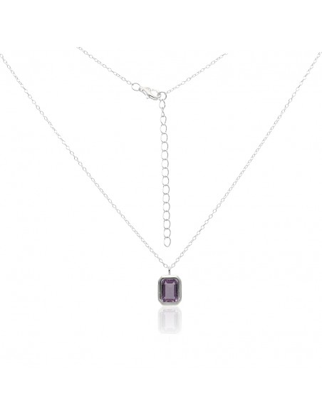 Conj. c/amatista facetada  de 6 x 8 mm engarse ingles largo total 42+ 5