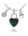 Conj.corazon c/malaquita y dije piedra y corazon 43+5