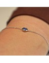 Pul. con zc azul oval  de 5mm en engarse ingles. Largo total 16+3