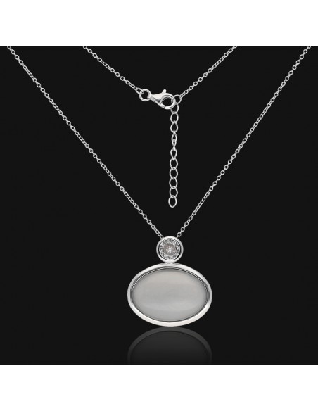 Conj.c/piedra lunar 24mm x12 mm  c/punto de luz largo 42+ 3