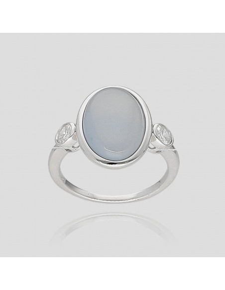 An.piedra lunar 15 mm x 10 mm cabuchon y 2 cz.