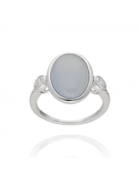 An.piedra lunar 15 mm x 10 mm cabuchon y 2 cz.
