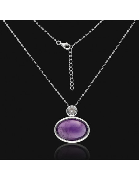 Con.amatista natural  24 mm x 12 mm  c/punto de luz largo 42+ 3