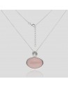 Conj.c/cuarzo rosado oval  24 mm x 12 mm  c/punto de luz largo 42+ 3