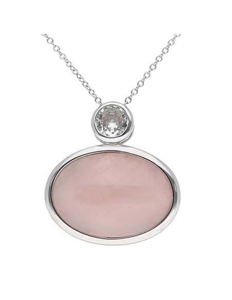 Conj.c/cuarzo rosado oval  24 mm x 12 mm  c/punto de luz largo 42+ 3