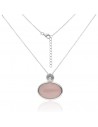 Conj.c/cuarzo rosado oval  24 mm x 12 mm  c/punto de luz largo 42+ 3