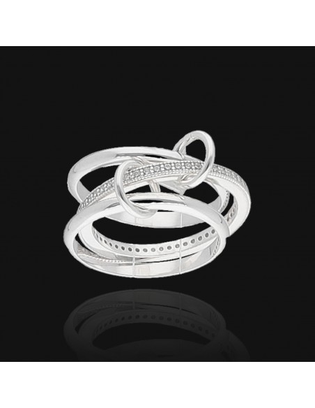 An c/3 alianzas 1 con piedras unidas por 2 cintas de plata modelo spinelli