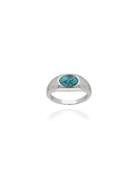 An.tipo cartier c/turquesa reconsitiuida oval  5 mm x 8 mm