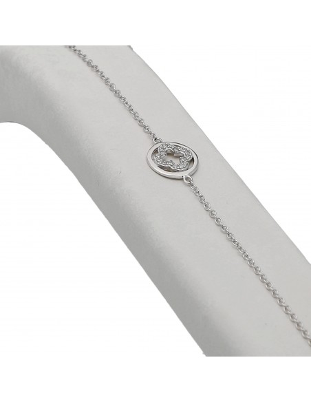 Pul. fina c/circulo c/flor tipo Van Cleff c/piedras rodinada 16+3 cm de ext