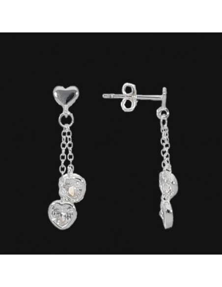 Tor.corazon liso y salen 2 corazones en cadenas de diferentes largos c/zc