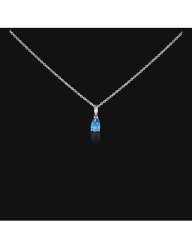 Conj c/piedra gota azul  rodinado 5mm...