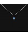 Conj c/piedra gota azul  rodinado 5mm x 8 mm c/zc semilla en argolla de 4 x 2 mm,42+3