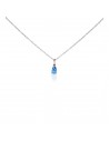 Conj c/piedra gota azul  rodinado 5mm x 8 mm c/zc semilla en argolla de 4 x 2 mm,42+3