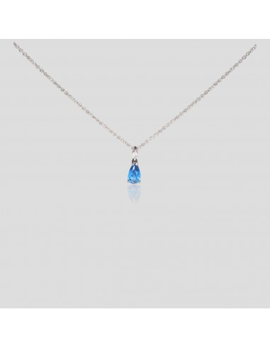 Conj c/piedra gota azul  rodinado 5mm...