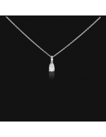Conj c/piedra gota blanca rodinado  5mm x 8 mm c/zc semilla en argolla de 4 x 2 mm,42+3