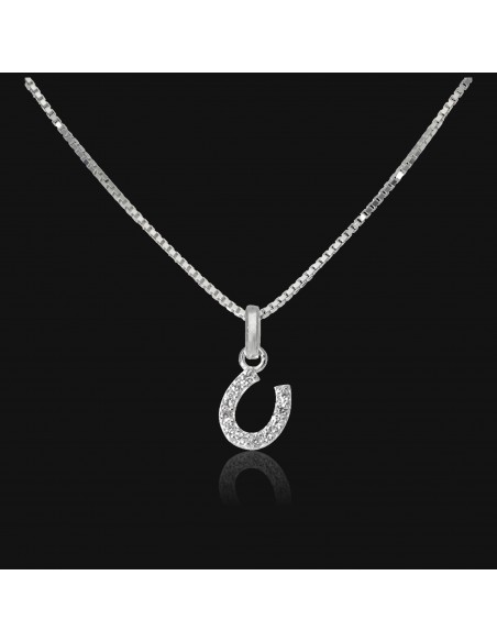 Conj. Herradura con piedras engarce granito 7 mm + argolla