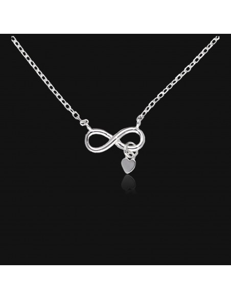 Conj.  Incorporado con infinito s/ piedras y mini corazon colgando 42cm