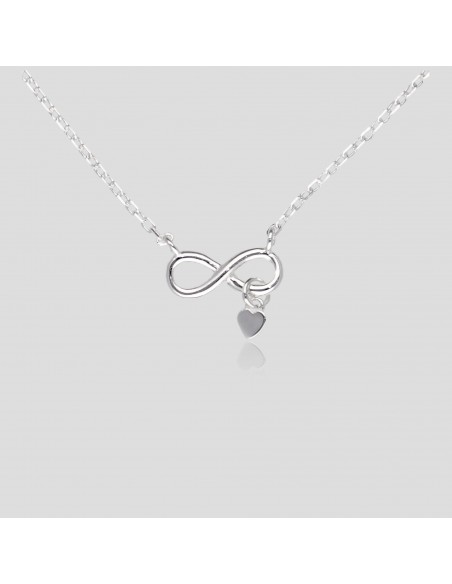 Conj.  Incorporado con infinito s/ piedras y mini corazon colgando 42cm