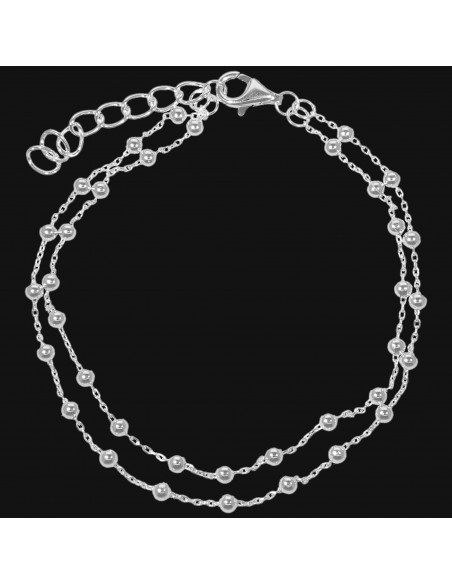Pul. Doble cadena y bolitas de plata - 17cm
