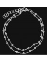 Pul. Doble cadena y bolitas de plata - 17cm