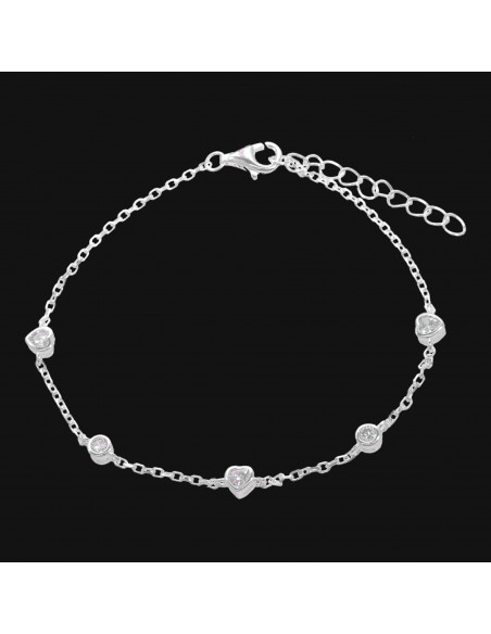 Pul. Tipo forcesita con mini corazones y zc engarce ingles piedra - 18cm