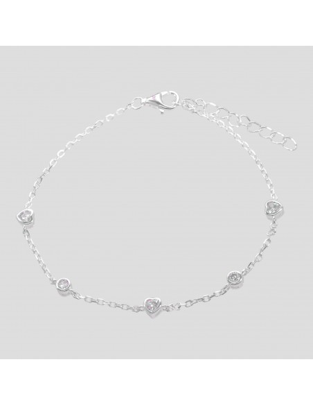 Pul. Tipo forcesita con mini corazones y zc engarce ingles piedra - 18cm