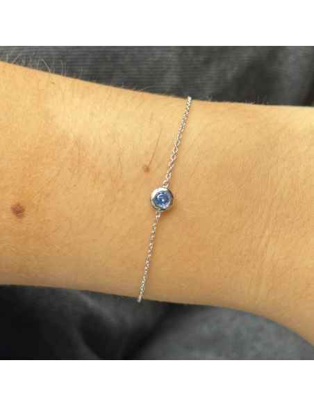Pul. con zc azul oval  de 5mm en engarse ingles. Largo total 16+3