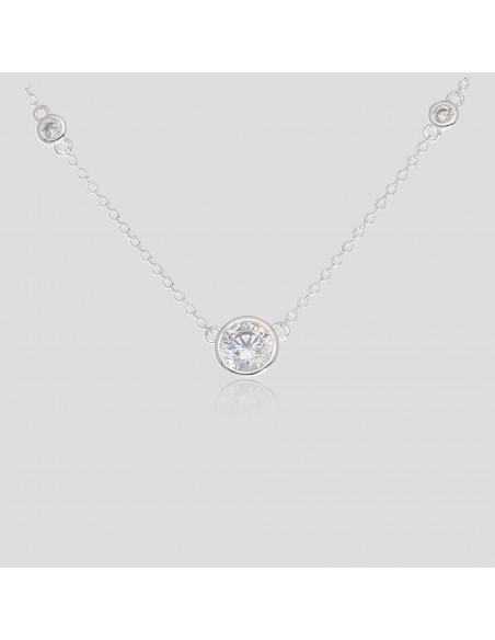 Conj. Tipo collar con zc y dije central 7,5mm engarce ingles