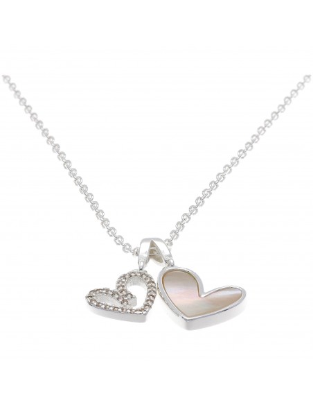 Conj. Con dije con 2 corazones, uno c/ nacar