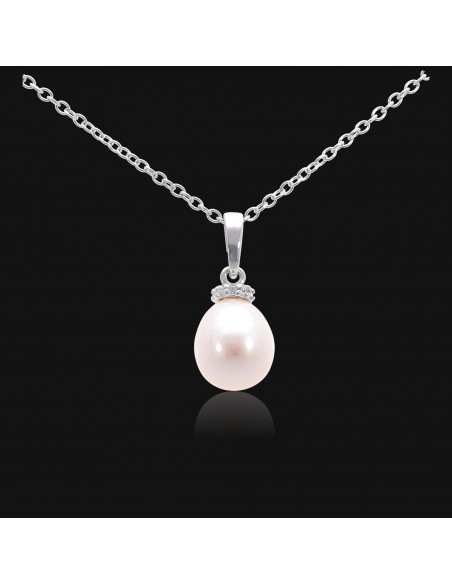 Collar de perla 8-8.5 mm con detalles en zc.
