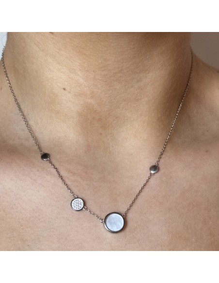 Collar c/redondo nacar y piedra