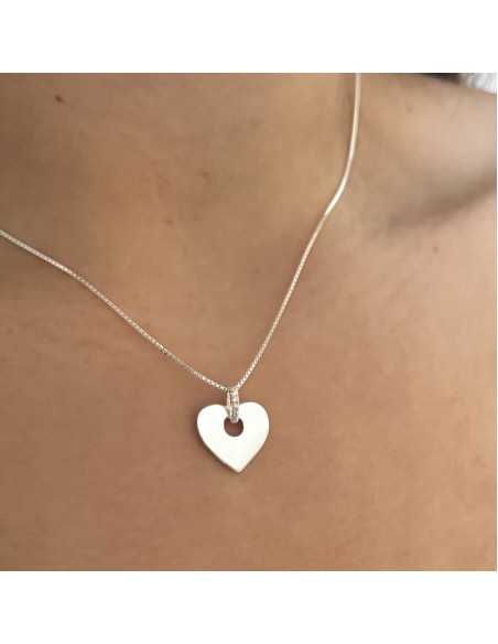 Conj. c/dije corazon liso y argolla c/piedras