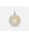 Dije medalla 2 colores y piedra de 26mm