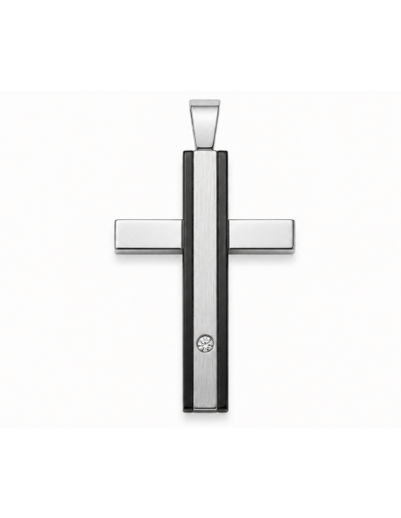 Dije cruz acero con una zc y arenado. 38mm x 24mm