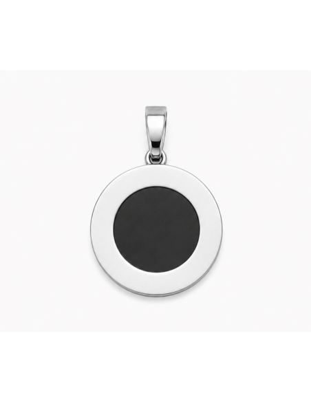 Dije con circulo de esmalte negro. 25mm de diametro