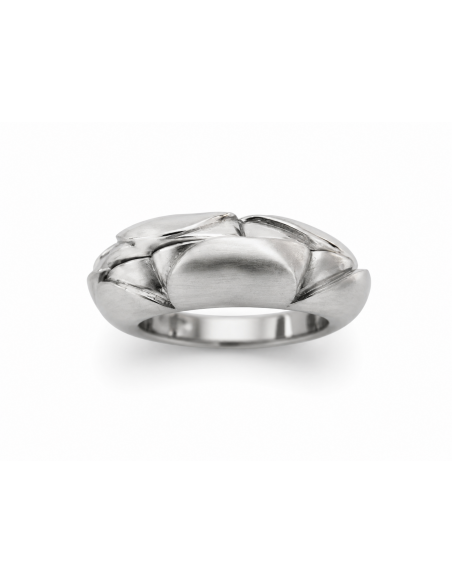 Anillo mitad liso, mitad arenado asimetrico