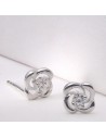 Tor.tipo flor c/diamante en el centro de 0.2ct / 3mm x 2pcs