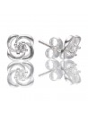 Tor.tipo flor c/diamante en el centro de 0.2ct / 3mm x 2pcs