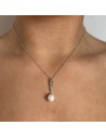 Collar dije barrita c/perla de rio de 8 mm